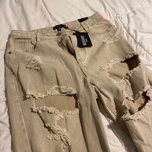 Misguided high rise distressed mom jeans